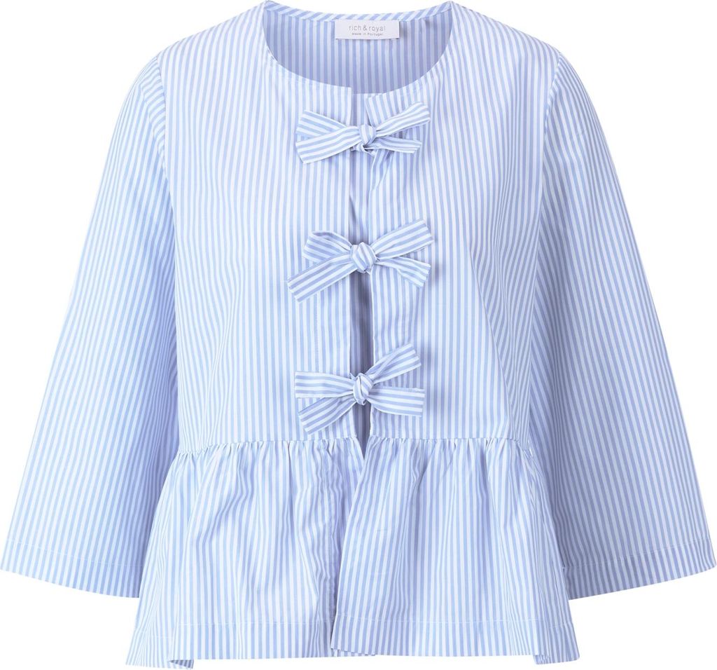 Rich & Royal Striped blouse with bow skyway blue 38