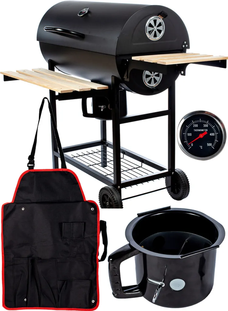 Barbecue charbon camping et terrasse avec couvercle et chariot MalTec