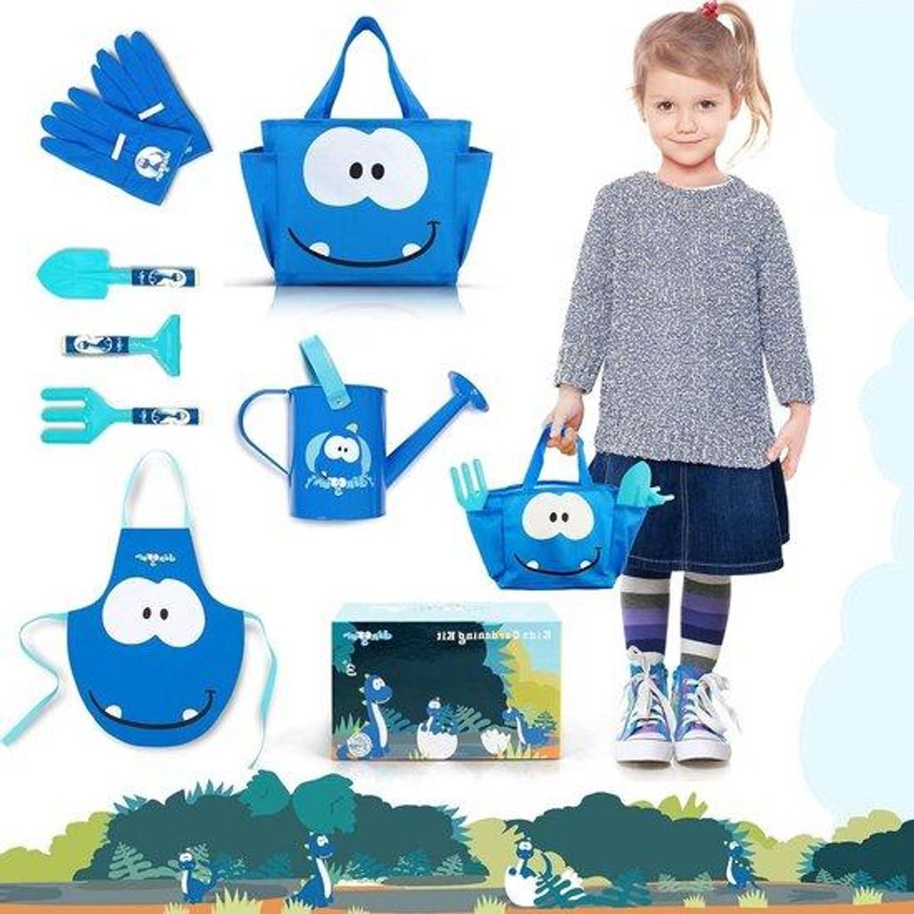 Kinder Tuingereedschap - Spielzeug für Kinder - Gartengeräte mit Gieter, Vork, Hark und Schort