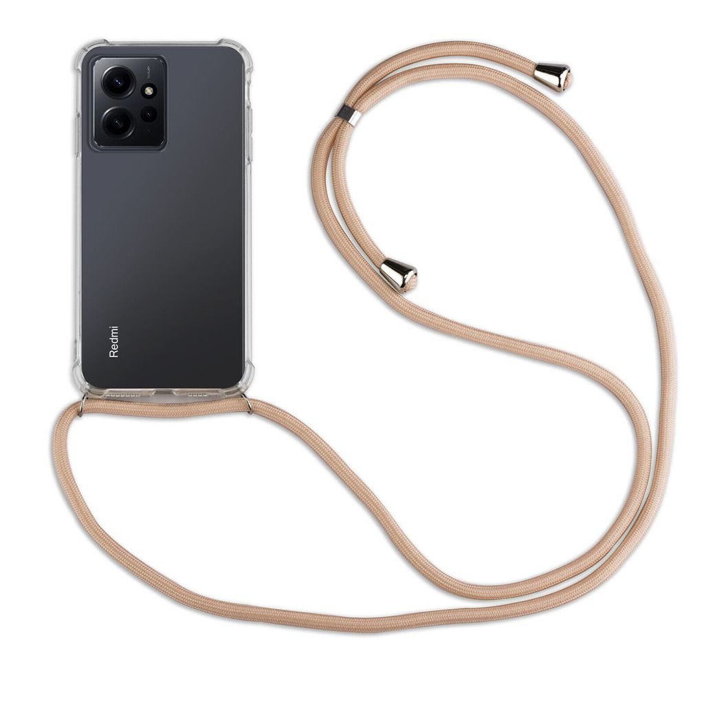 Handykette für Xiaomi Redmi Note 12 4G Handyhülle mit Band Hülle mit Kordel TPU Beige / Braun