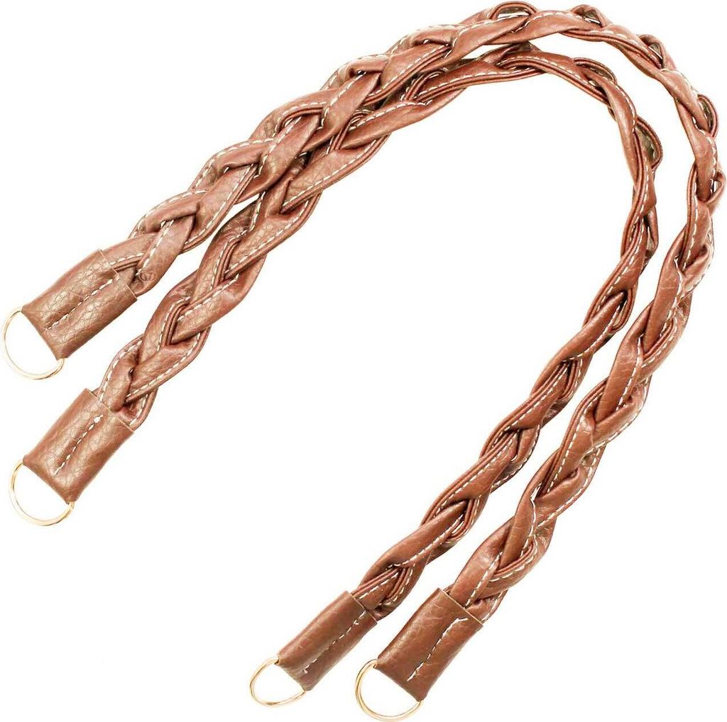 1 Paar Taschengriffe geflochten mit Ringen 47-50 cm, Griff Henkel Taschenhenkel, Farbe:hellbraun