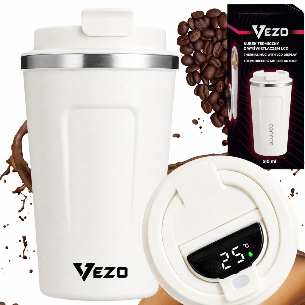 Vezo kubek termiczny smart LCD 500ml biały termos na kawę Zdjęcie produktu 