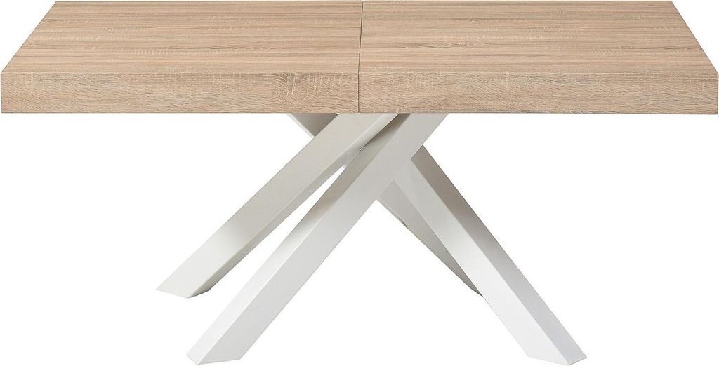 Klappbarer Esstisch für 6 bis 10 Personen aus MDF und Metall - Natur und weiß - CATONAV