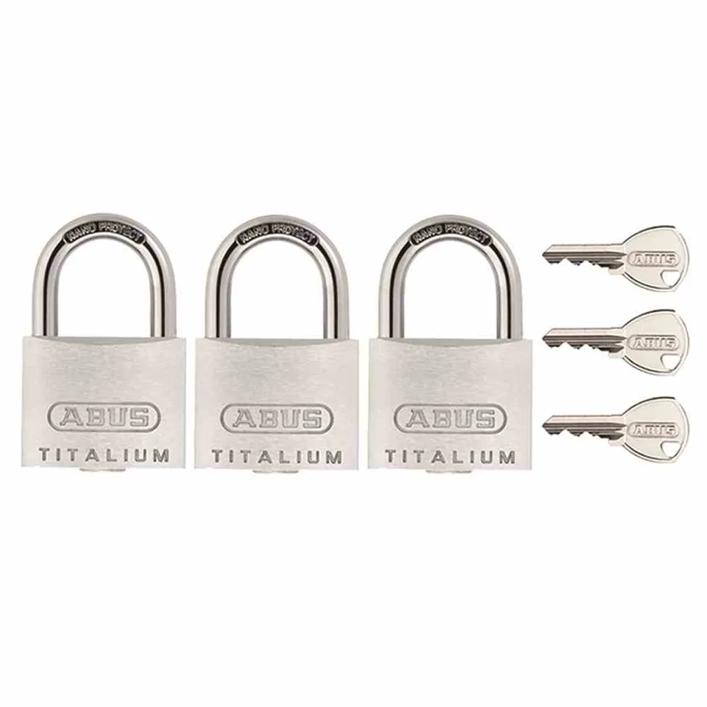 Lot de 3 cadenas 64TI/30 ABUS Titalium argent pour vestiaire et bagagerie
