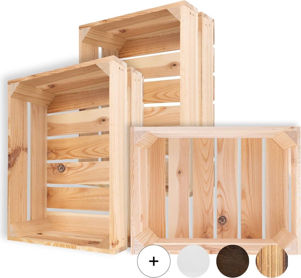 Creative Deco Lot de 3 Caisse en Bois Naturel 403015cm Image du produit 