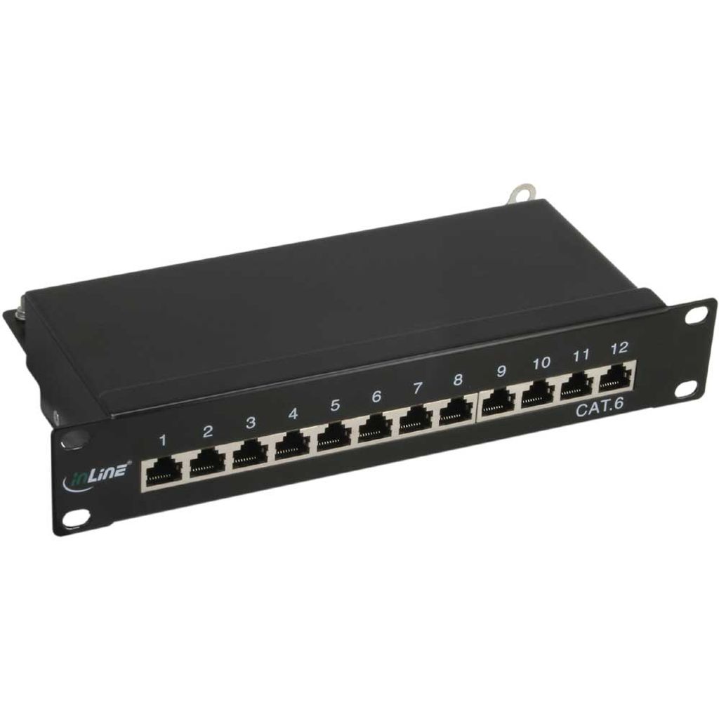 INLINE - Patch Panel - Rack montierbar - RJ-45 X 12 - Schwarz, RAL 9005 - 1U - 25.4 cm (10")