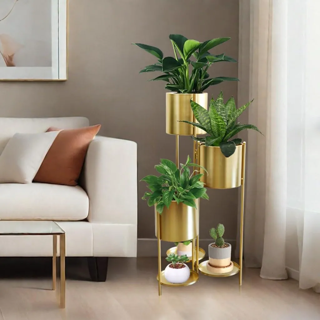 Étagère à fleurs 6 étages en métal doré robuste - Support Stable 120cm - 4
