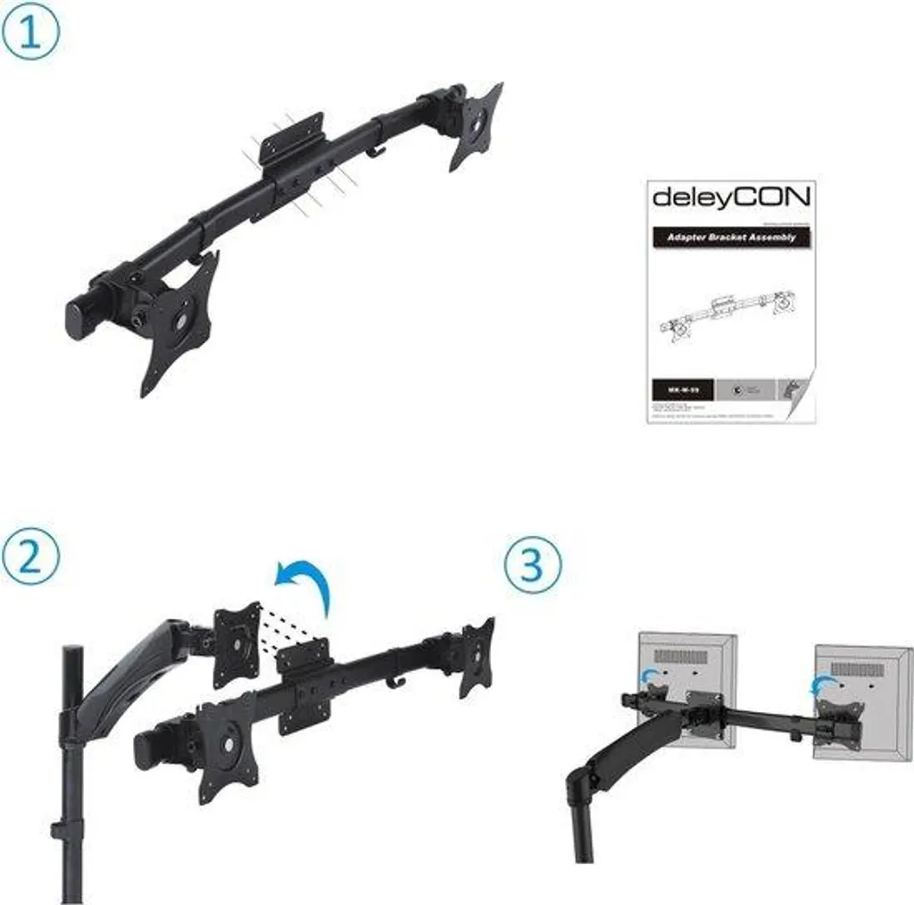 Support Écran PC Double Ergonomique VESA 100x100 avec Réglage Hauteur