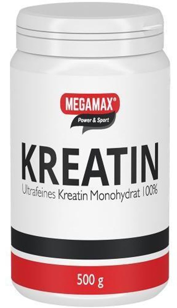 MEGAMAX Power & Sport 100 % reines Kreatin Monohydrat Pulver, 500 g Pulver