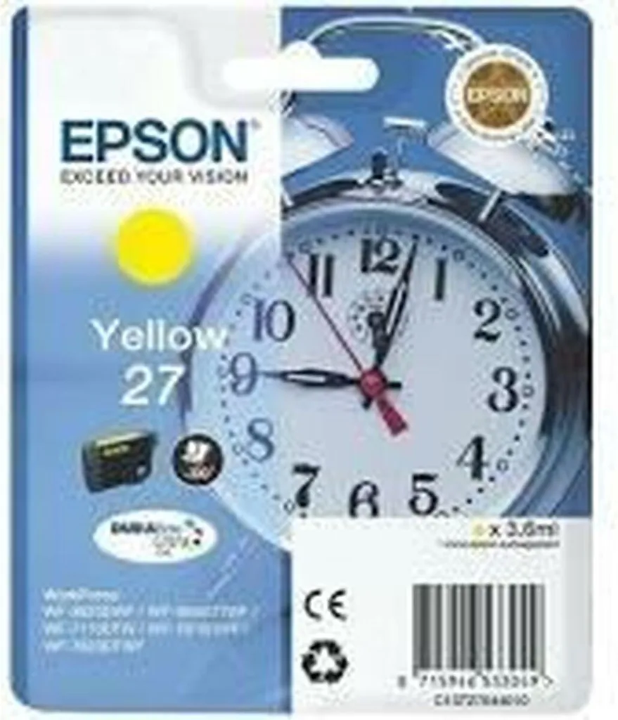 Recharge Encre Jaune Epson T2704 Série 27 pour Bureautique WorkForce