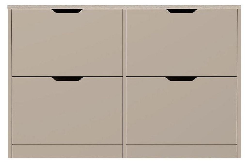 Schuhschrank mit 4 Klappfächern - Beige und Travertin-Optik Produktbild 