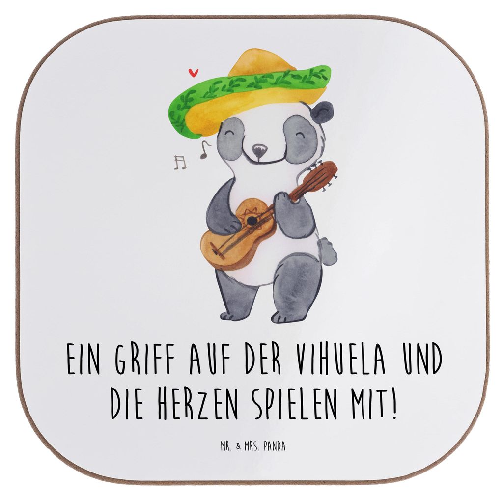 Mr. & Mrs. Panda Holzuntersetzer Vihuela Herzklang - Weiß - Geschenk, historische Musik, gläseruntersetzer, Coaster, Saiteninstrument, Instrument...