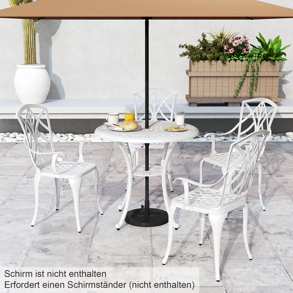 Salon de jardin résistant aux intempéries blanc avec table repas - 8