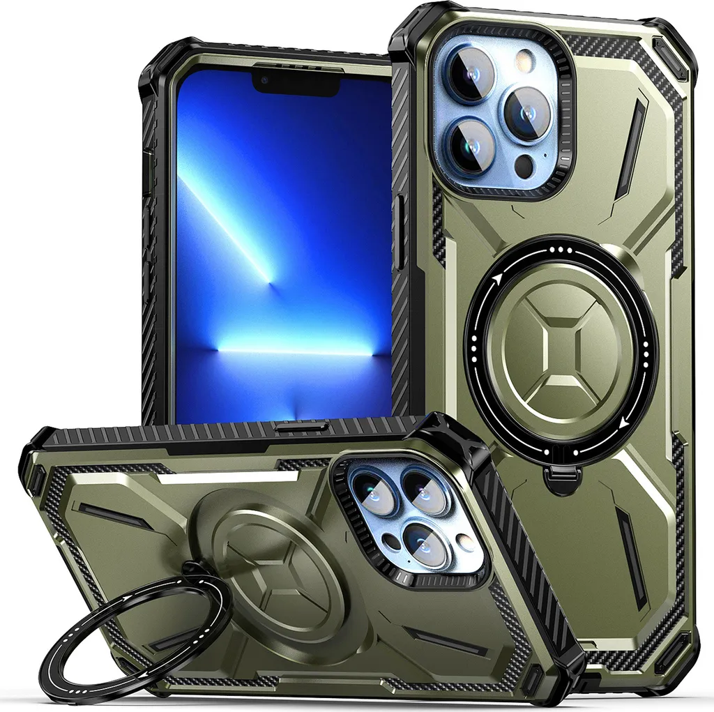Custodia per iPhone 13 Pro Max con supporto magnetico, compatibile con caricatore Magsafe verde