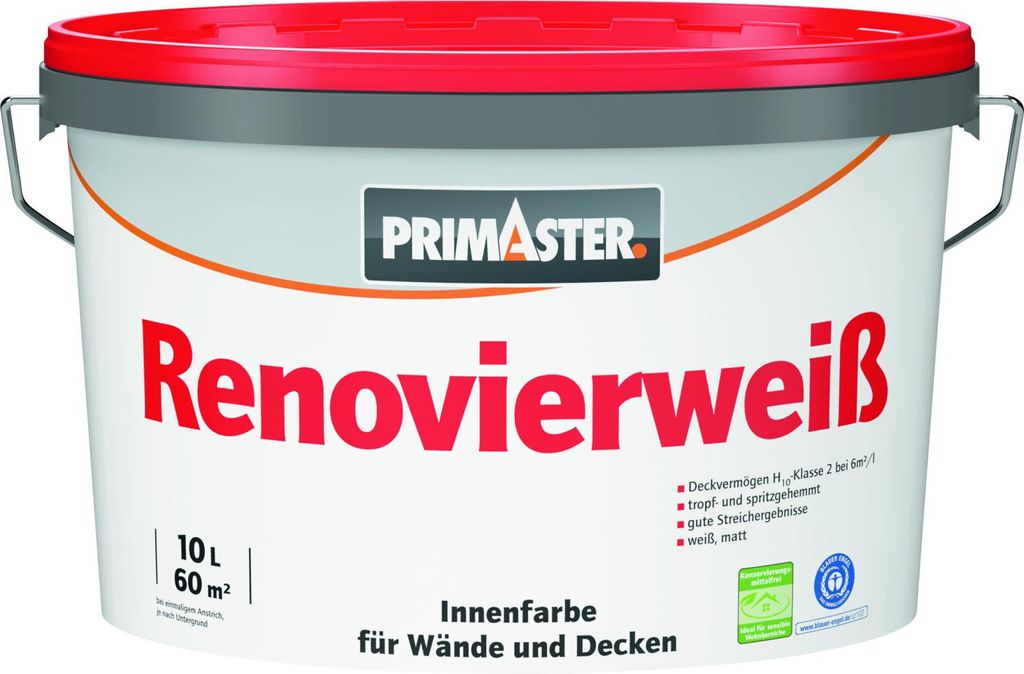 Primaster Renovierweiß Wandfarbe konservierungsmittelfrei Produktbild 