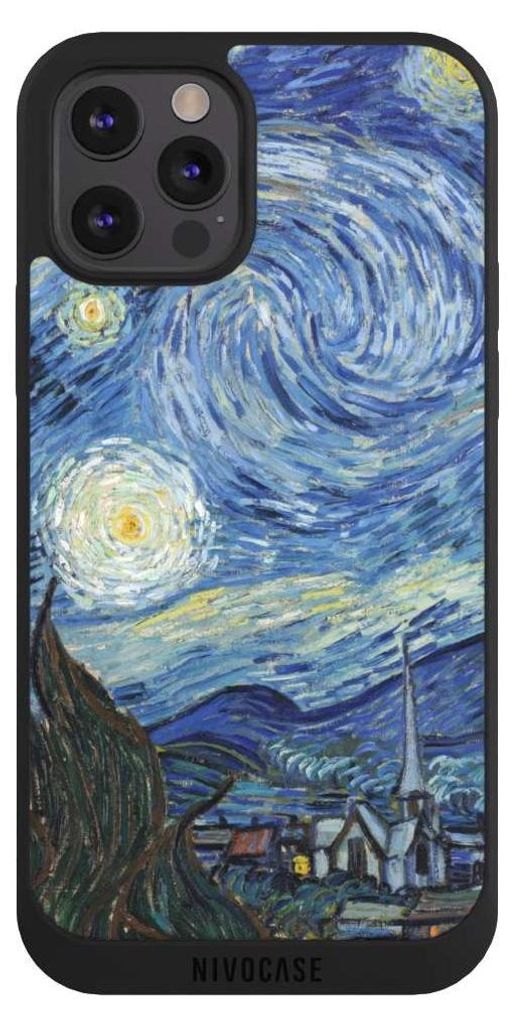NIVOCASE Handyhülle für Apple iPhone 12 Pro Hülle NIVOpure Case Schwarz Kunst The Starry Night