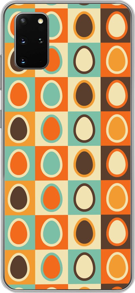MuchoWow Handyhülle Schutzhülle Hülle für Telefoonhoesje Samsung Galaxy S20 Plus Retro - Muster - Ei Silikon Softcase Handy Hülle - Hartschale