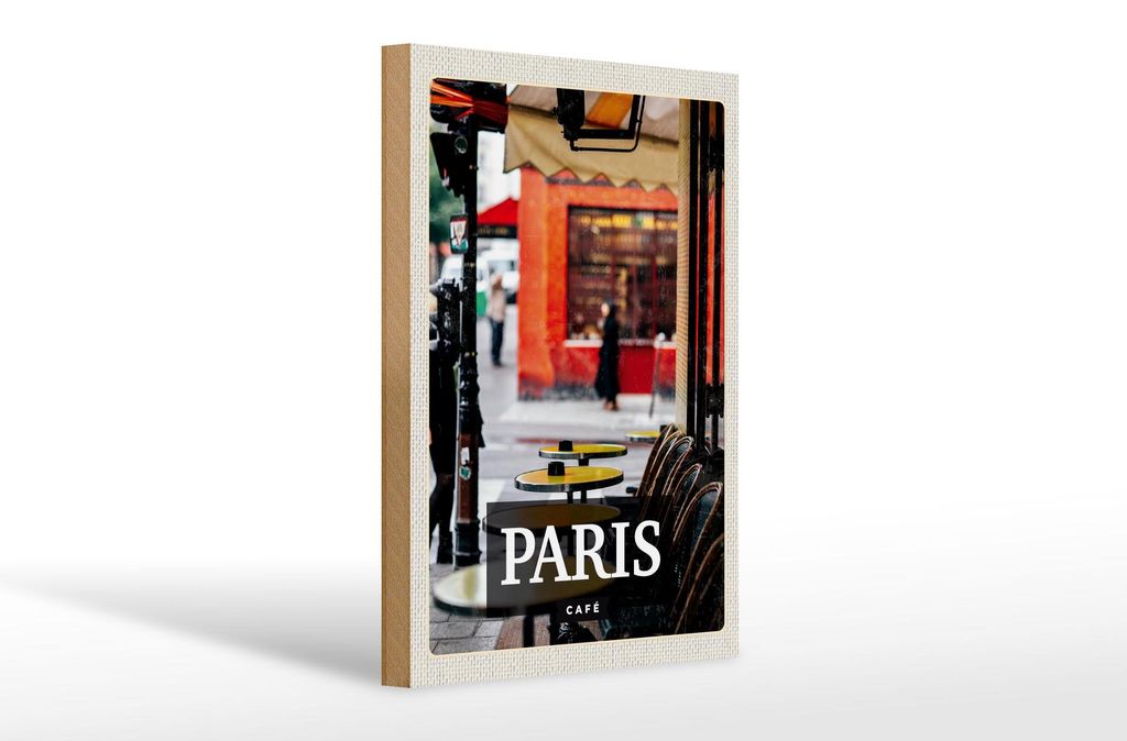 Holzschild Reise 20x30cm Paris Cafe Restaurant Reiseziel