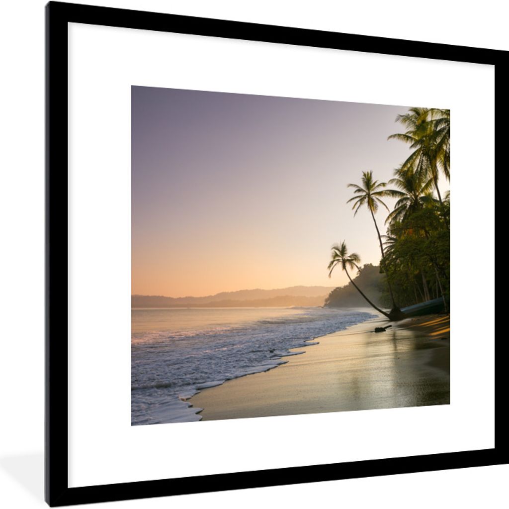MuchoWow Gerahmtes Poster Strand - Meer - Palme 40x40 cm - Poster mit Schwarzem Bilderrahmen Wandposter Rahmen Foto Bilder - Poster - Plakat im R...