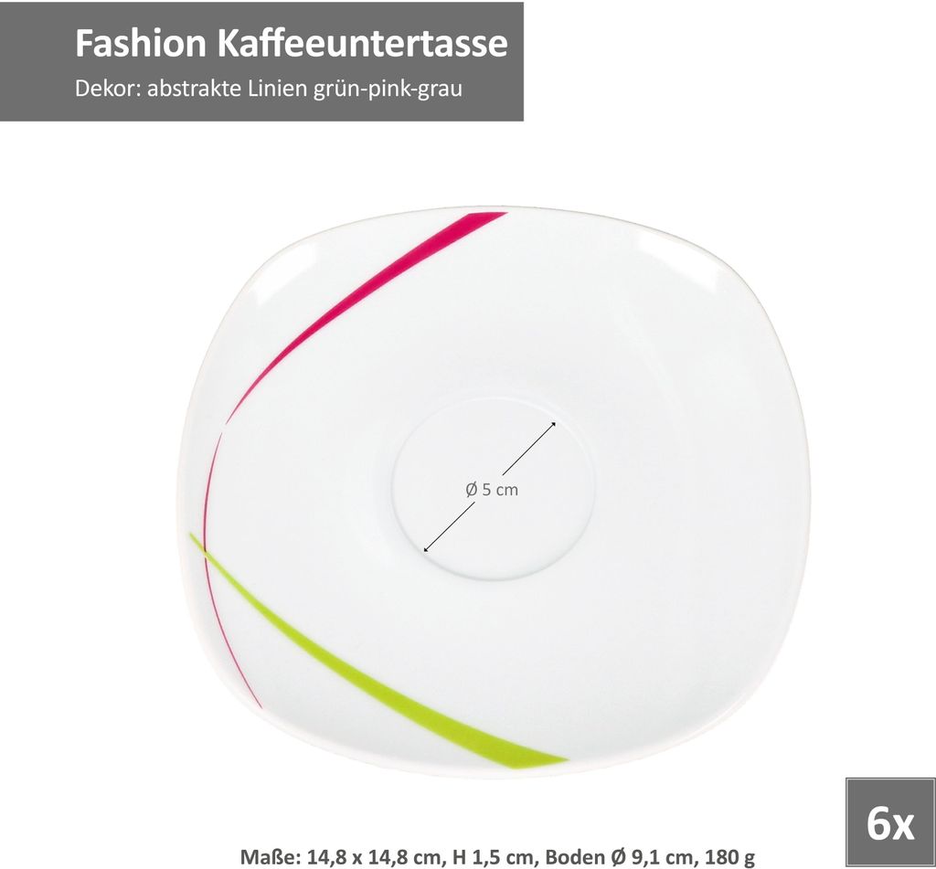 12-tlg. Kaffeetassen-Set Fashion 220ml: 6x Tassen + Produktbild 6