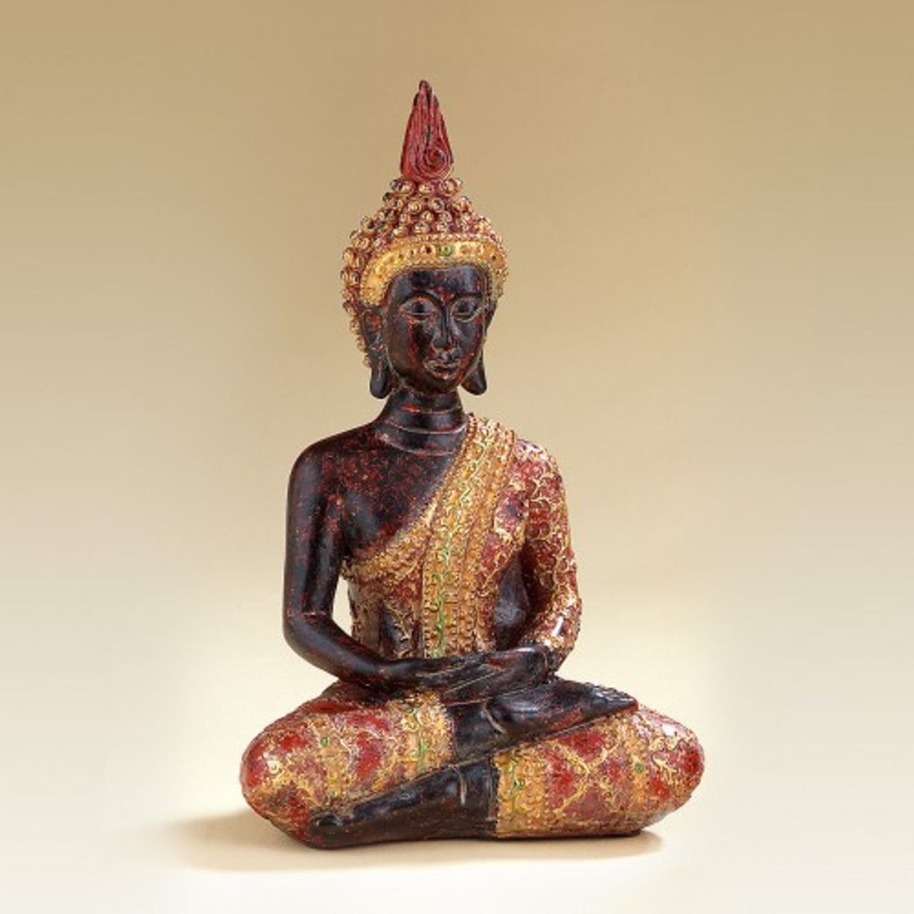 meditierender Deko-Buddha mit rot - goldener Robe
