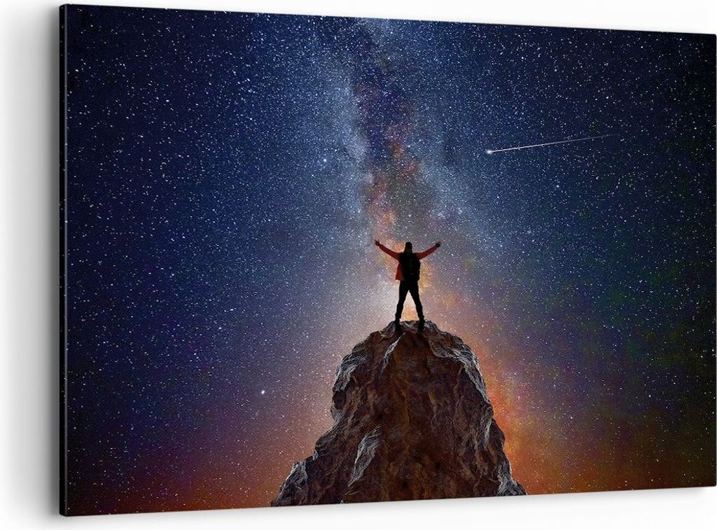 Bild auf Leinwand - Leinwandbild - Einteilig - Kosmos Maßstab Mensch - 100x70cm - Wand Bild - Wanddeko - Wandbilder - Leinwanddruck - Bilder - Wan...