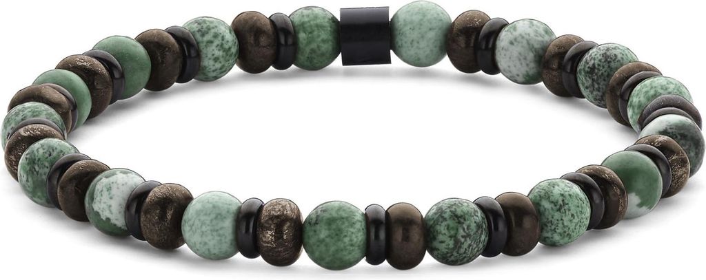 7FB-0833 – Frank 1967 – Heren Armband – Kralenarmband 6 mm – Afrikaanse Steen – Zwartkleurig