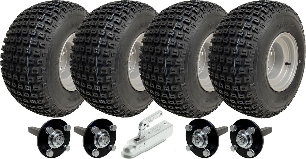 18x9.50-8 Doppelachse ATV Knobby Quad Trailer Kit Räder, Achsen, Stahlkupplung 408kg
