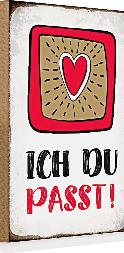 Holzschild Spruch 20x30cm ich du passt Herz Liebe