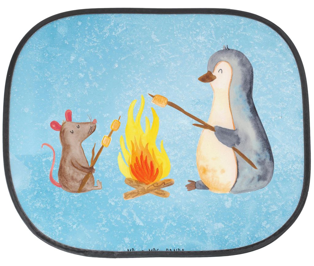 Mr. & Mrs. Panda Auto Sonnenblende Pinguin Lagerfeuer - Eisblau - Geschenk, Job, hitzeschutz, Sonnenschutz, Grillen, für Autoscheiben, Arbeit, aut...