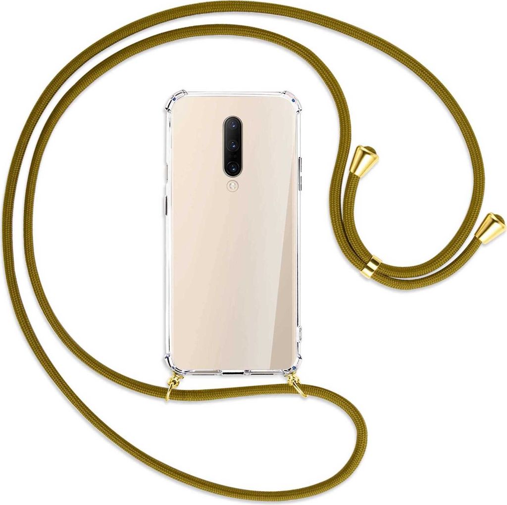 Handykette Backcover-Schutzhülle mit Band (Metall goldfarben) für OnePlus 7 Pro - khaki