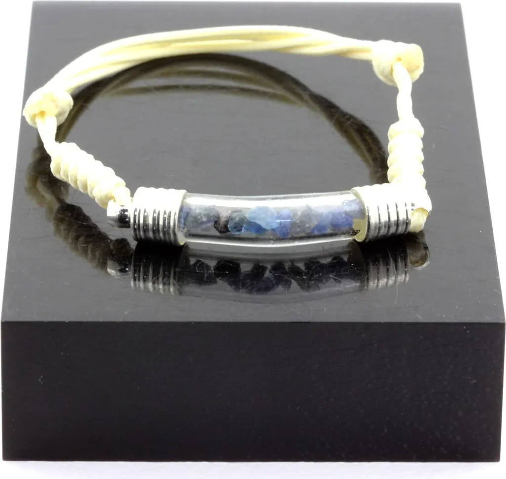 Bracelet saphir brut bleu nuit, perles irrégulières et finitions acier