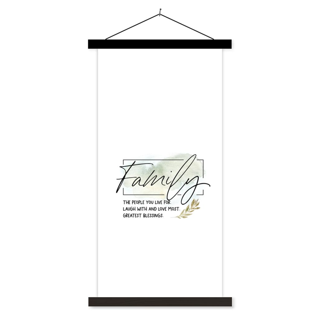 MuchoWow Textilposter Zitate - Familie - Sprichwörter 40x80 cm mit schwarzem Rahmen - Wandemalerei
