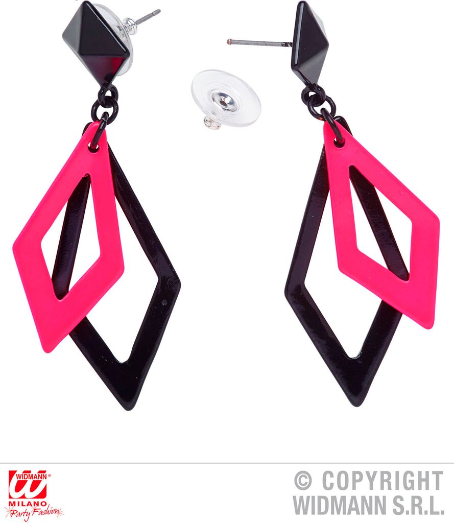 "Schwarz Und Neon Pinke Rhombus Ohrringe" Produktbild 