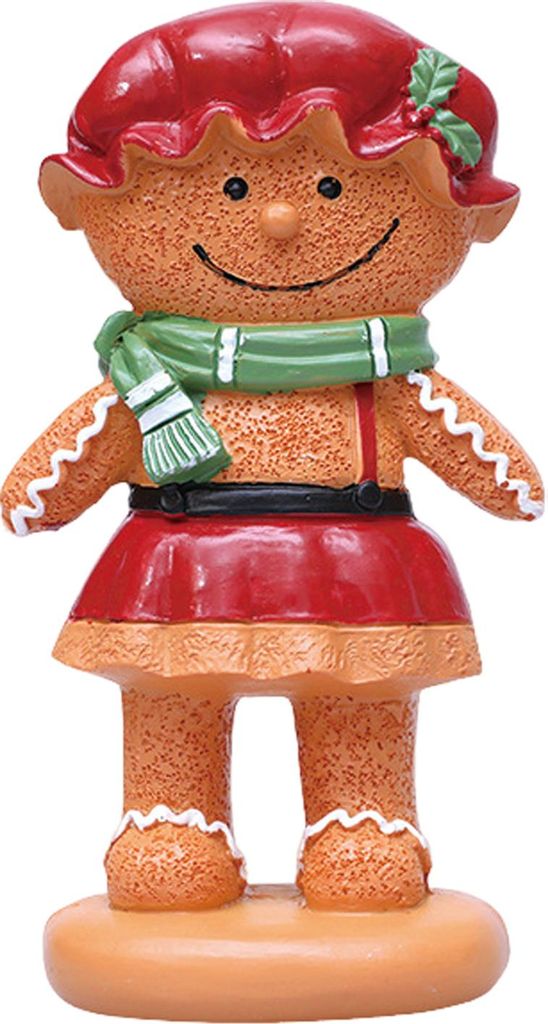Lebkuchenmann-Figur, Weihnachts-Lebkuchenstatue aus Kunstharz mit Kleid/Anzug, Feiertags-Tischdekoration für die Kaminsimsdekoration in der Küche...