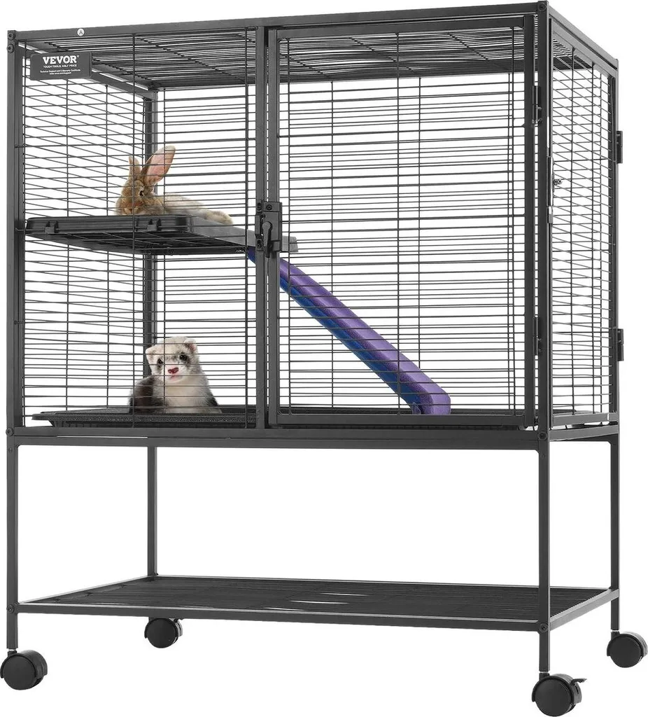 Cage furet 36 pouces à 2 niveaux avec rampe et plateau amovible