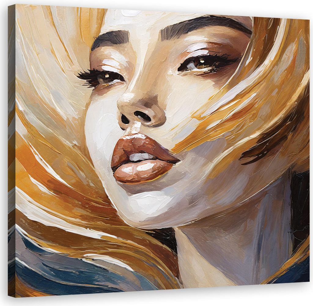 Leinwandbild Gemaltes Porträt einer Frau 30x30 Feeby Beige bild für die wand bereit zum aufhängen