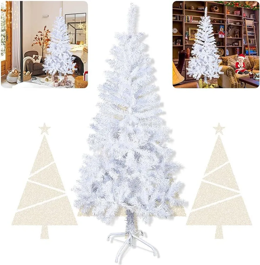 Grand Sapin de Noël Blanc Artificiel 240 cm - Arbre de Noël Dense en PVC