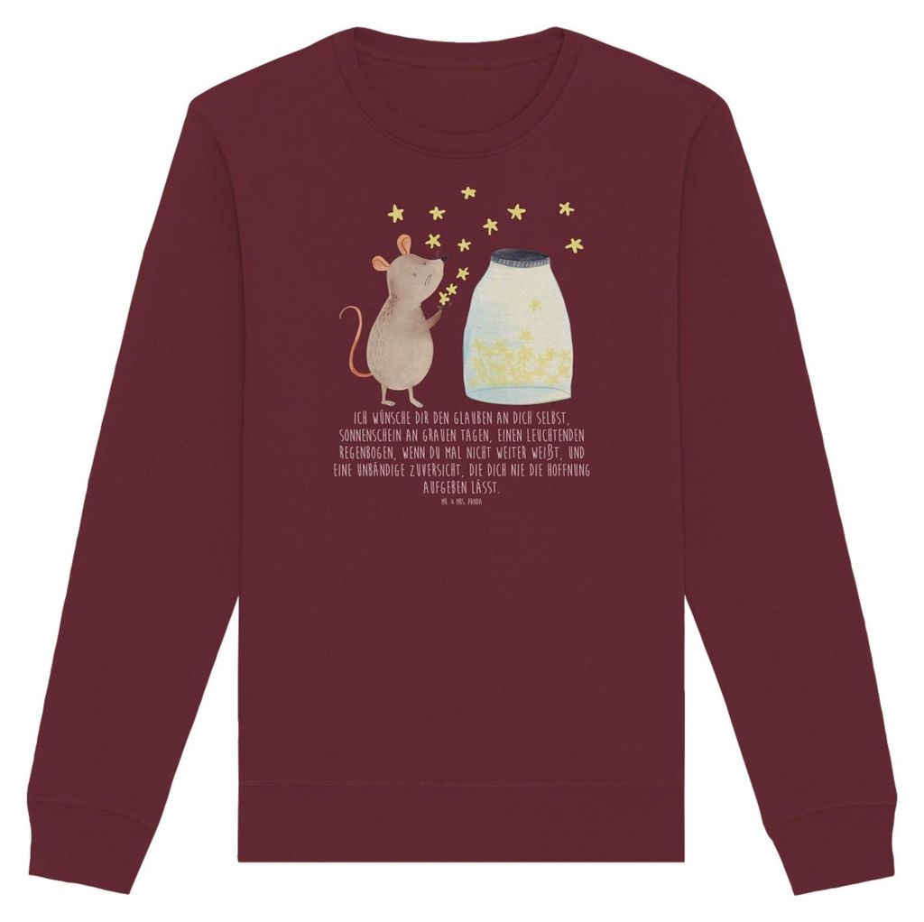 Mr. & Mrs. Panda Baumwoll Pullover Maus Sterne Größe XS - Burgundy - Geschenk, Bio, Pulli, Lustige Sprüche, Schwangerschaft, Geburtstag, Wunsch,...