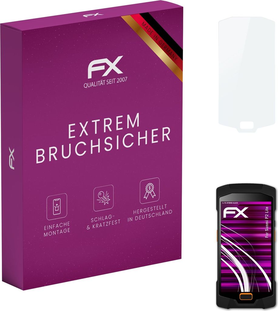 atFoliX FX-Hybrid-Glass Displayfolie kompatibel mit Sunmi P2 Lite Glasfolie