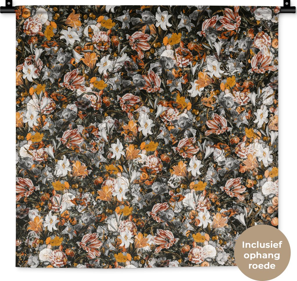 MuchoWow Wandteppich Wandbehang Blumen - Collage - Kunst 60x60 cm Tapisserie Dekoration Wandtuch - Dekorationen - Wand Decke