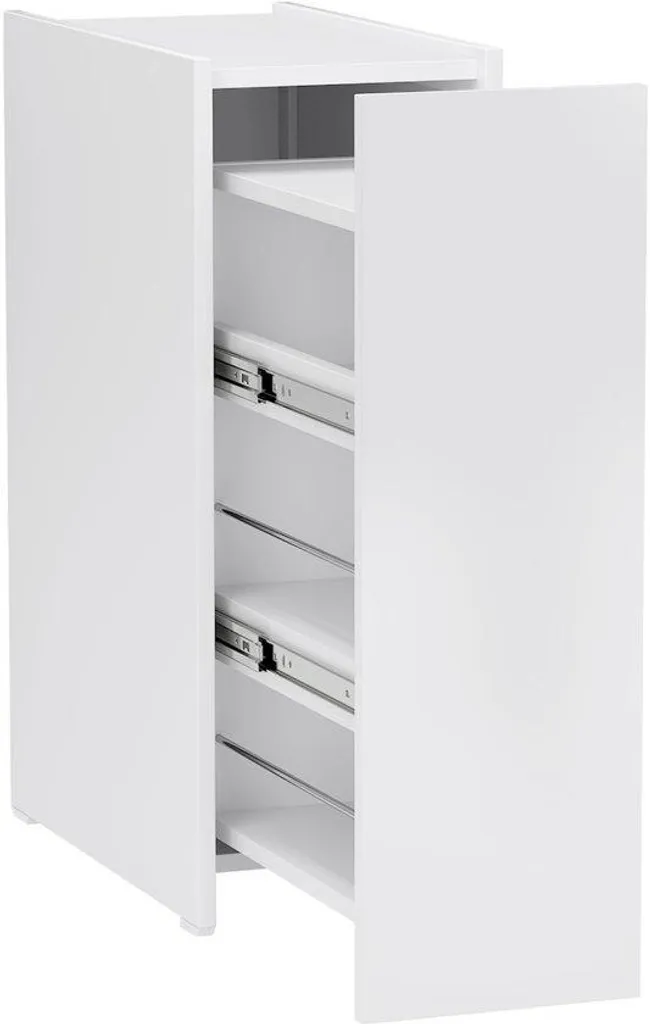 Rangement salle de bains 47x25 cm, petite armoire blanche à 3 étagères bois
