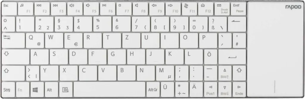 Rapoo E2710 Tastatur Blanc Compact : Clavier et Touchpad Sans Fil