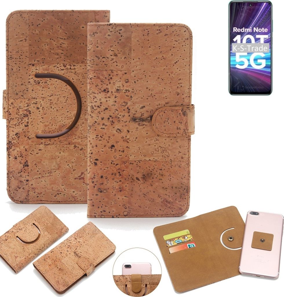 K-S-Trade Handy Hülle Schutz Hülle kompatibel mit Xiaomi Redmi Note 10T 5G Handyhülle Schutzhülle Korkhülle Kork-Hülle 1x