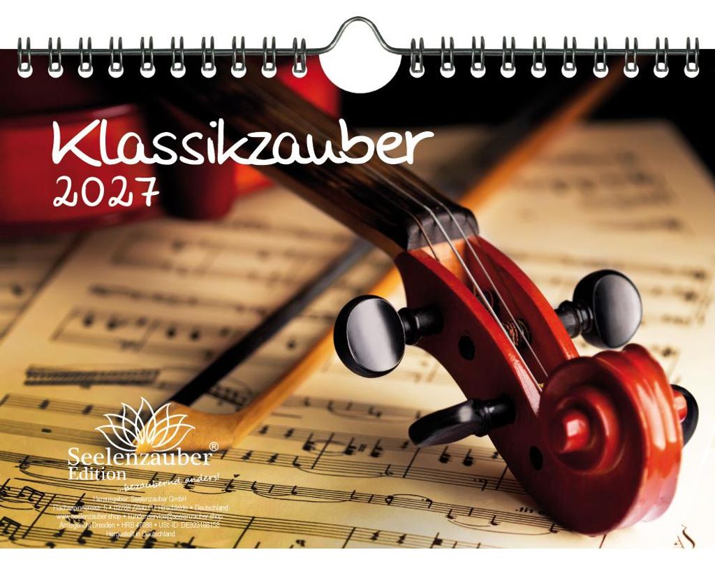 Klassikzauber DIN A5 Kalender für 2027 Klassik und Instrumente - Seelenzauber