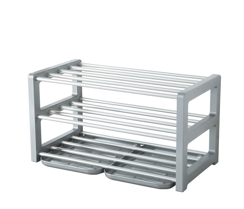 RUCO Schuhregal mit 2 Schmutzfangschalen, Aluminium / Produktbild 