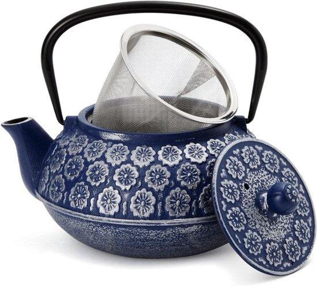 Famanu Teekanne mit integriertem Teesieb - 1 Liter - Blau - Tetsubin-Stil