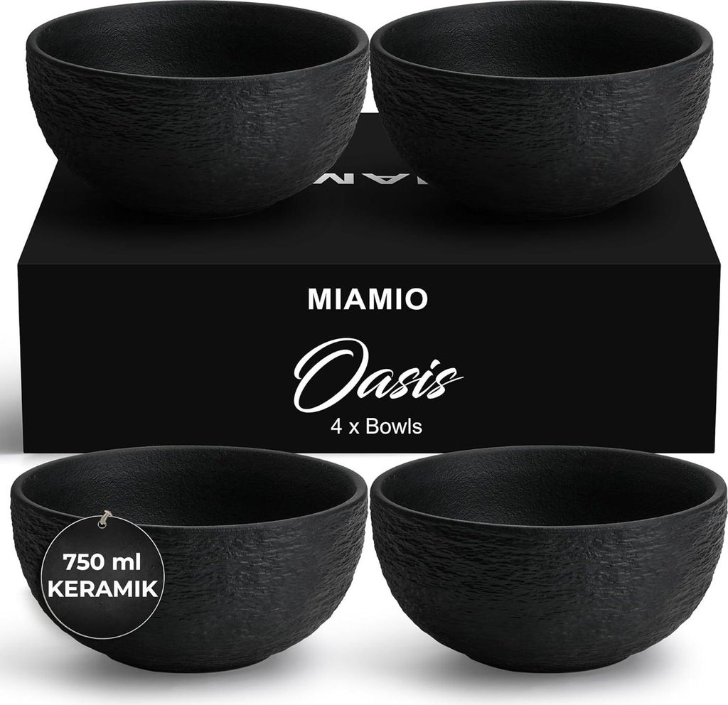 750 ml Set aus 4 mikrowellengeeigneten Keramikschalen - Oasis Kollektion