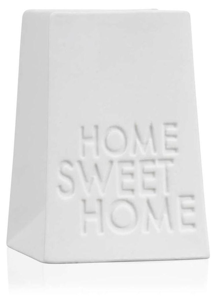 SANDRA RICH, Teelichthalter "HOME SWEET HOME" 10cm Porzellan weiß/matt