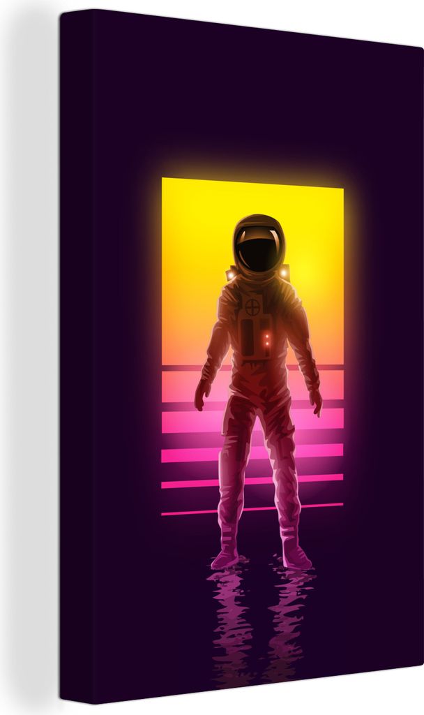 OneMillionCanvasses - Leinwandbilder - 90x140 cm, Astronaut - Neon - Retro, Wandbilder Kunstdruck Wanddekoration - Foto auf Leinwand - Gemälde a...